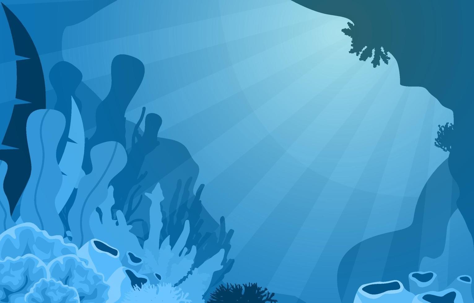 Underwater Scene with Coral Reef Illustration vector