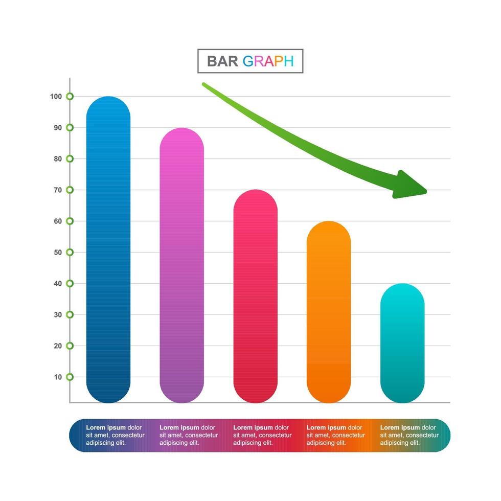 Gráfico de barras decreciente que ilustra la presión económica o los problemas financieros infográficos vector