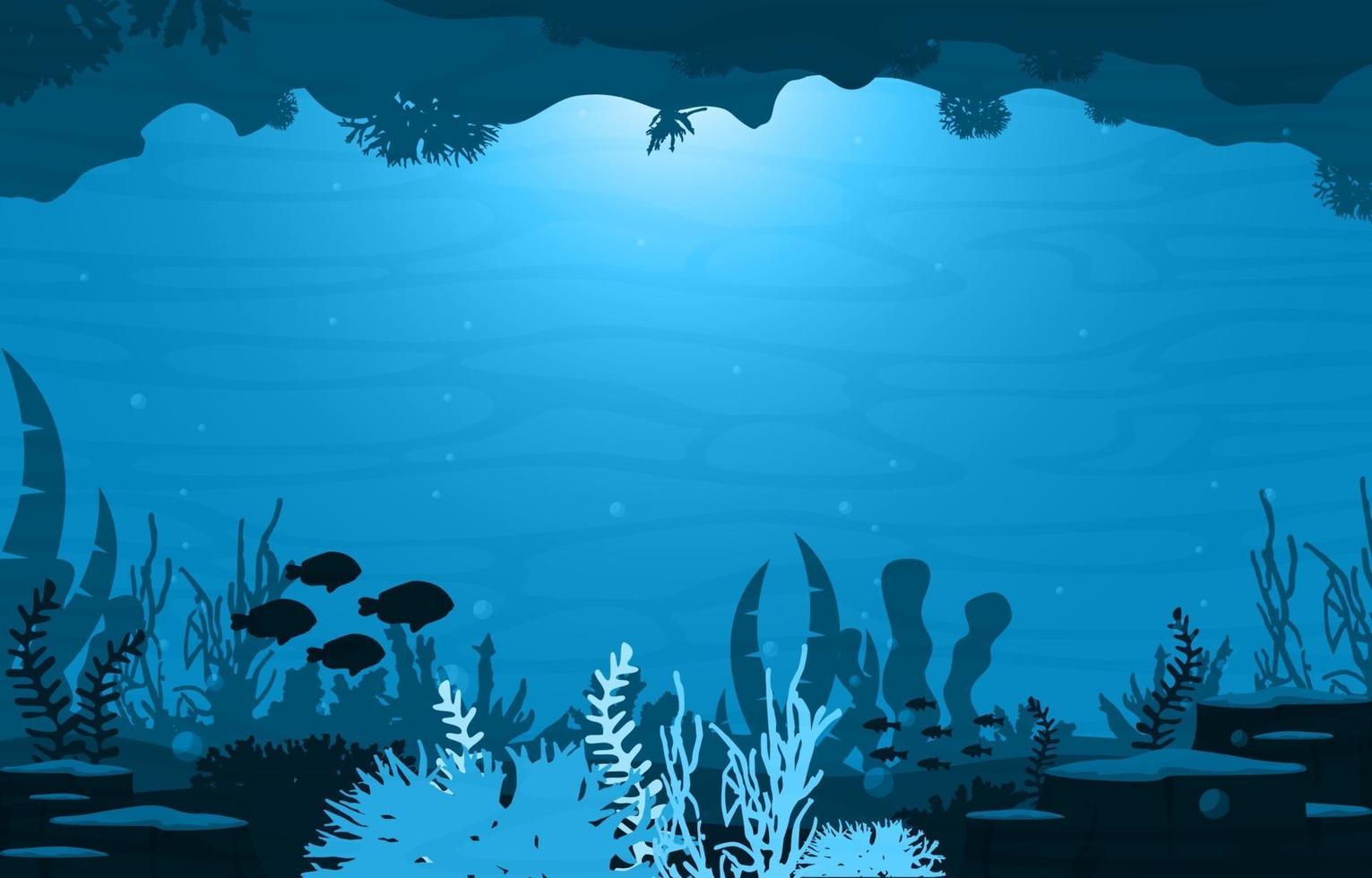 Underwater Scene with Fish and Coral Reef Illustration vector