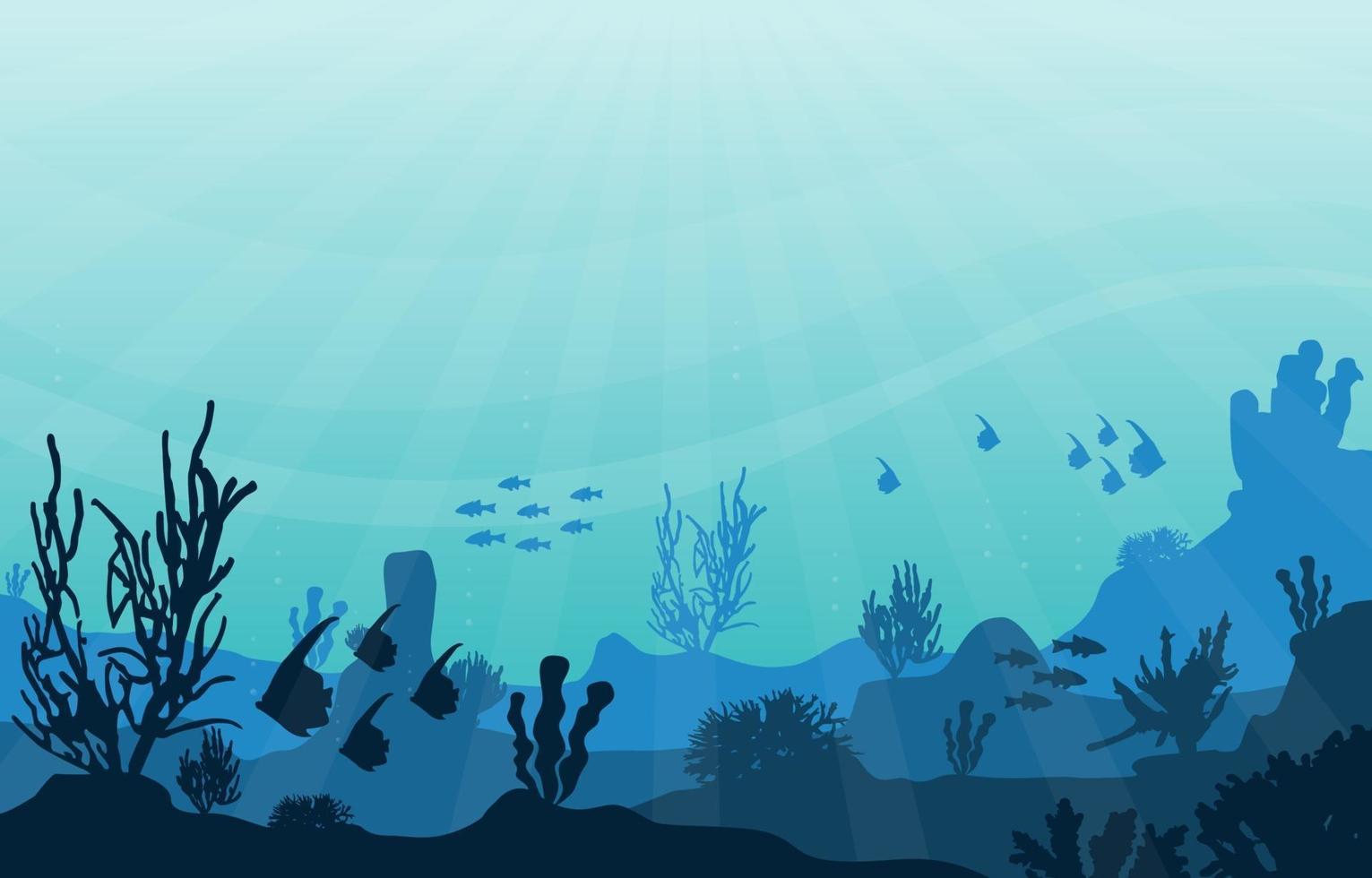 Underwater Scene with Fish and Coral Reef Illustration vector