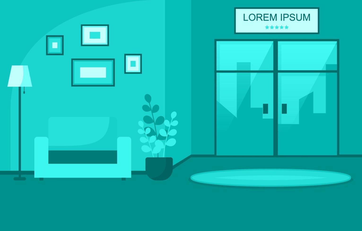 Modern Hotel Lobby with Furniture Illustration vector