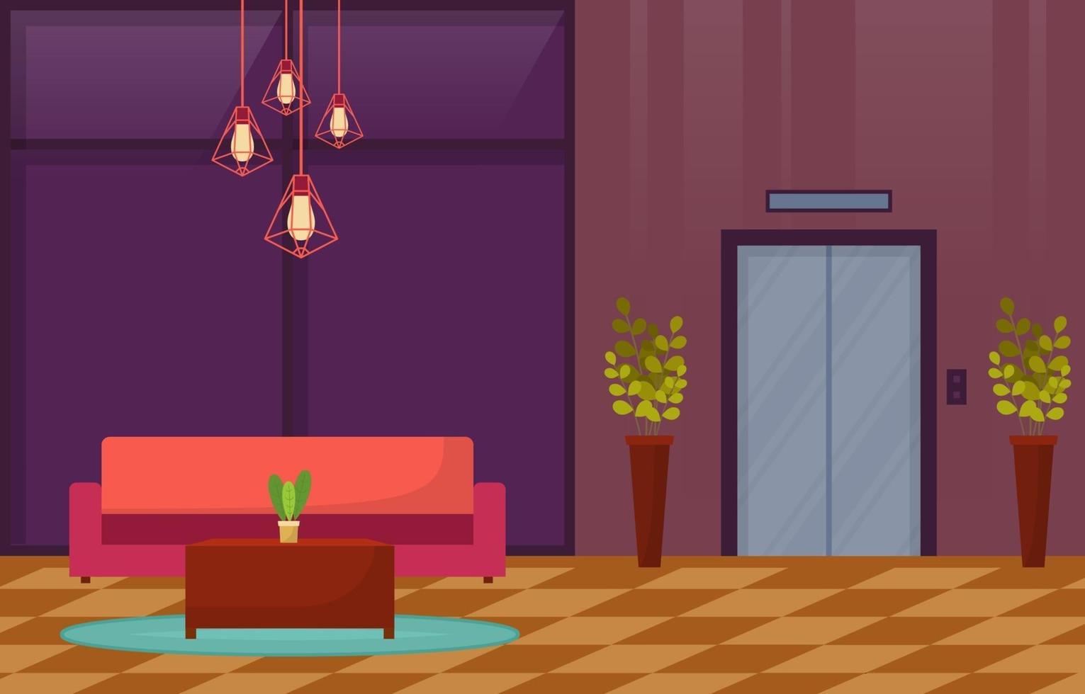 Modern Hotel Lobby with Furniture Illustration vector