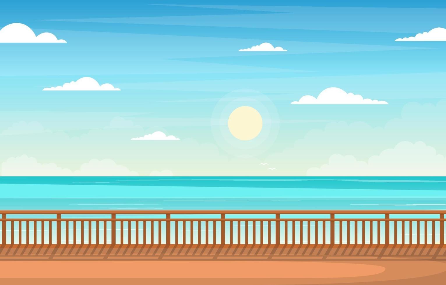 Cruise Ship Deck with Ocean Horizon Illustration vector