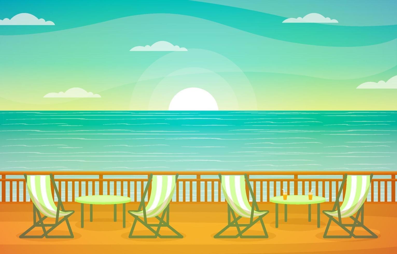 Cruise Ship Deck with Ocean Horizon Illustration vector