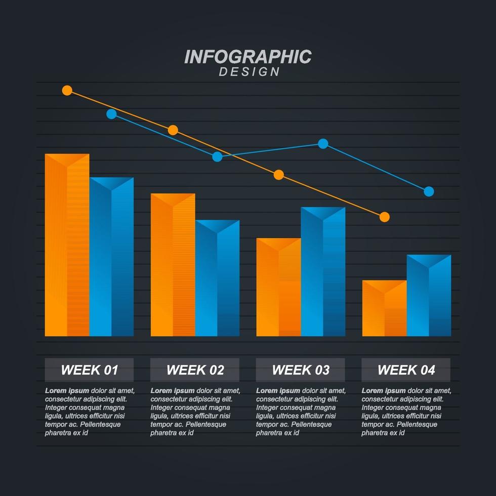 Gráfico de barras decreciente que ilustra la presión económica o los problemas financieros infográficos vector