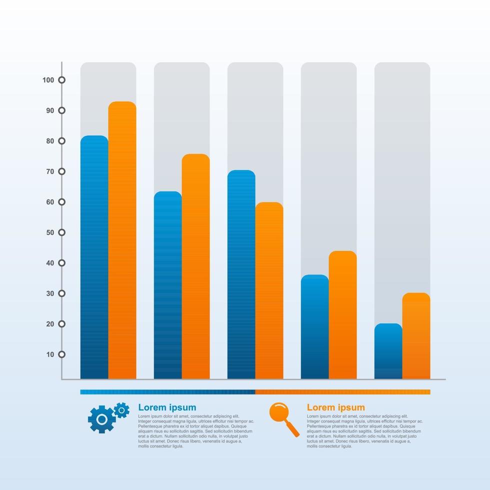 Gráfico de barras decreciente que ilustra la presión económica o los problemas financieros infográficos vector