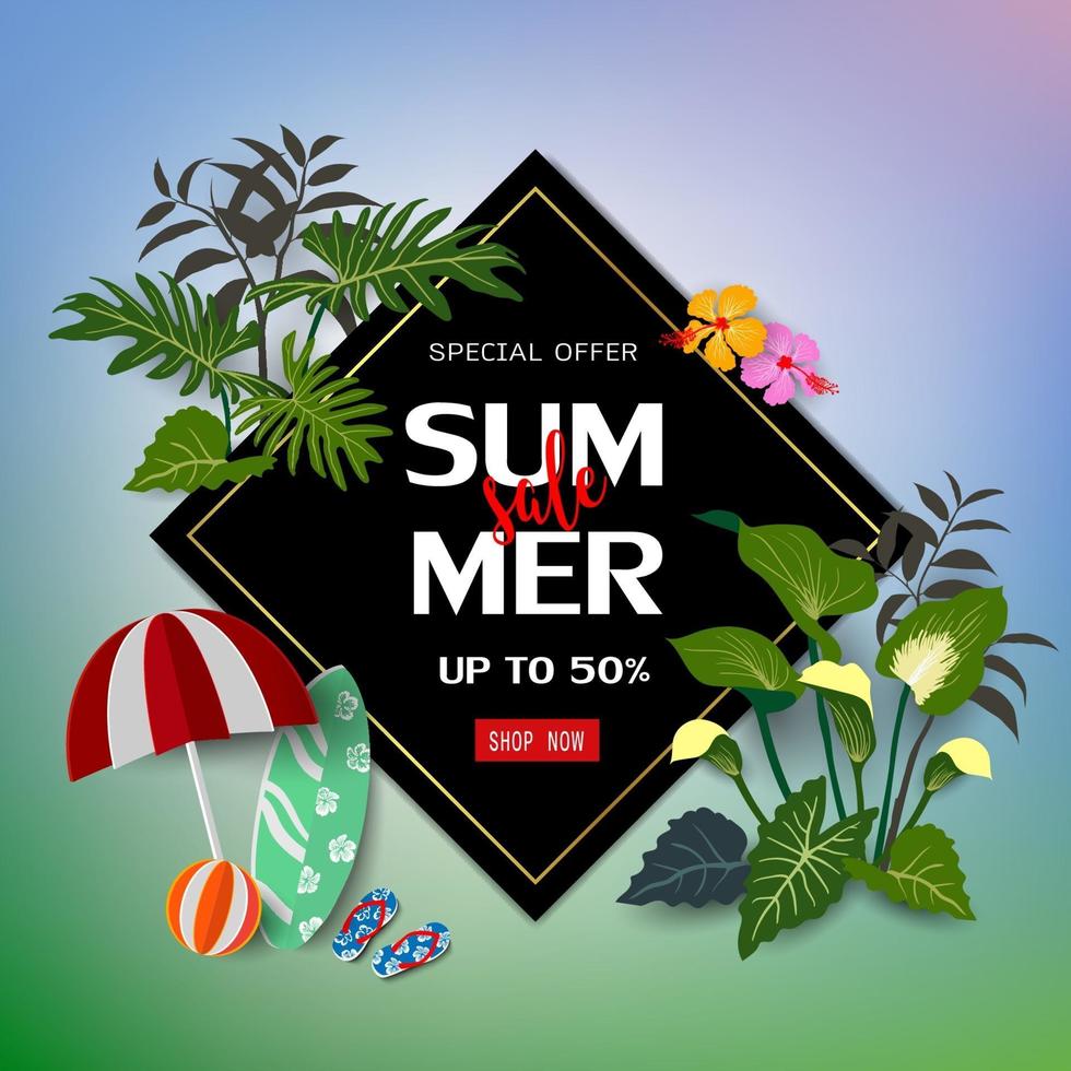 Summer sale on nature background vector