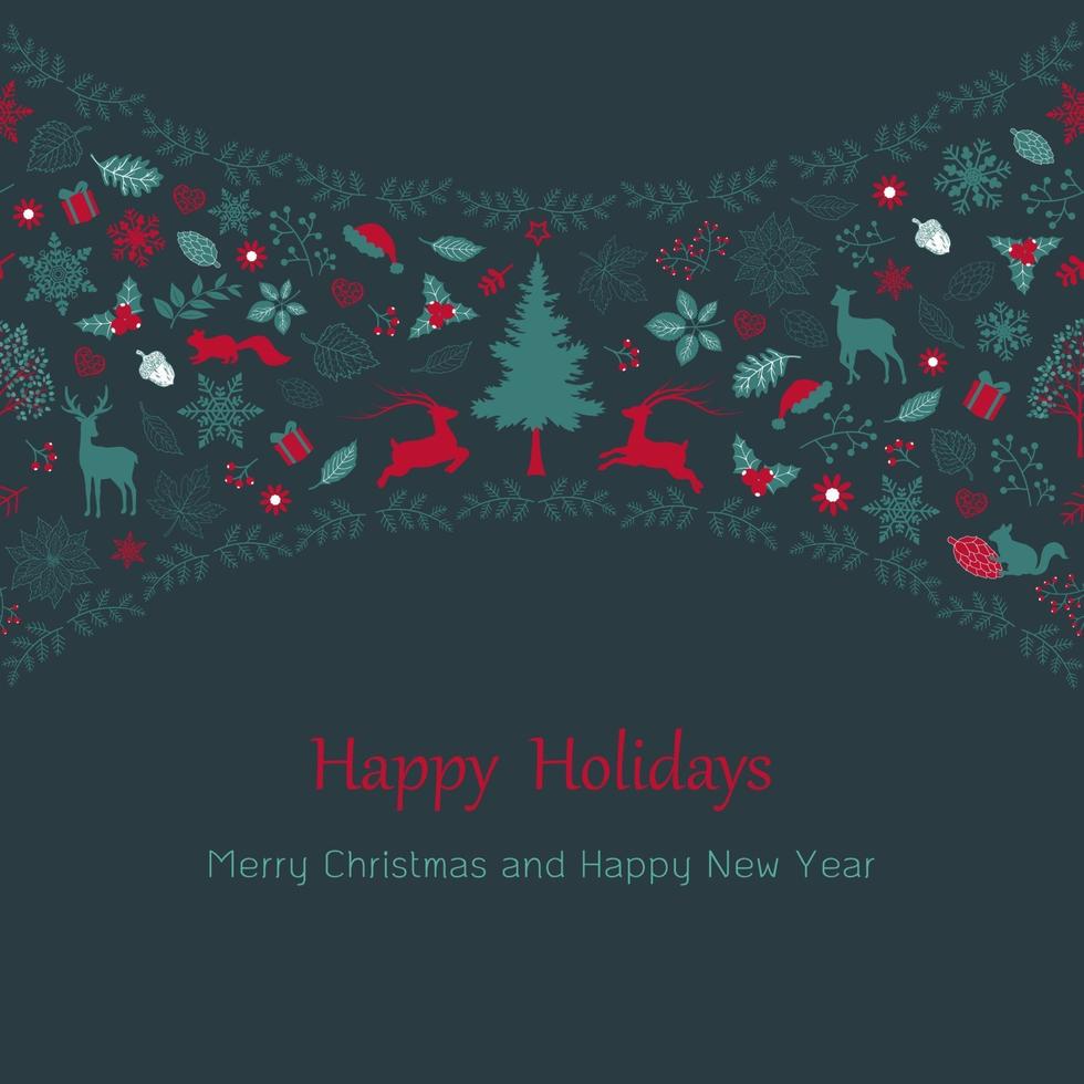 Merry Christmas and happy new year with vintage holiday elements for greeting card or background vector