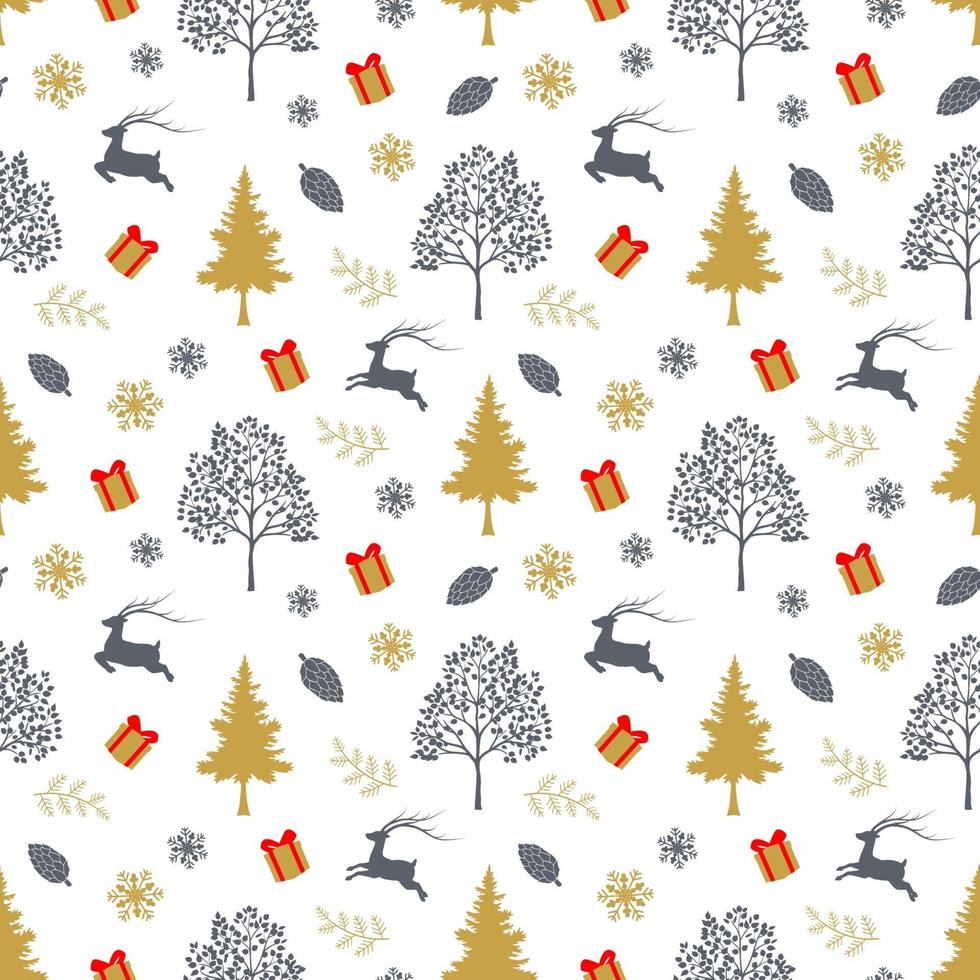 Christmas holiday seamless pattern with traditional symbols on white background vector