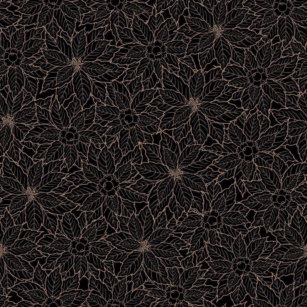 Flowers on dark background seamless pattern vector