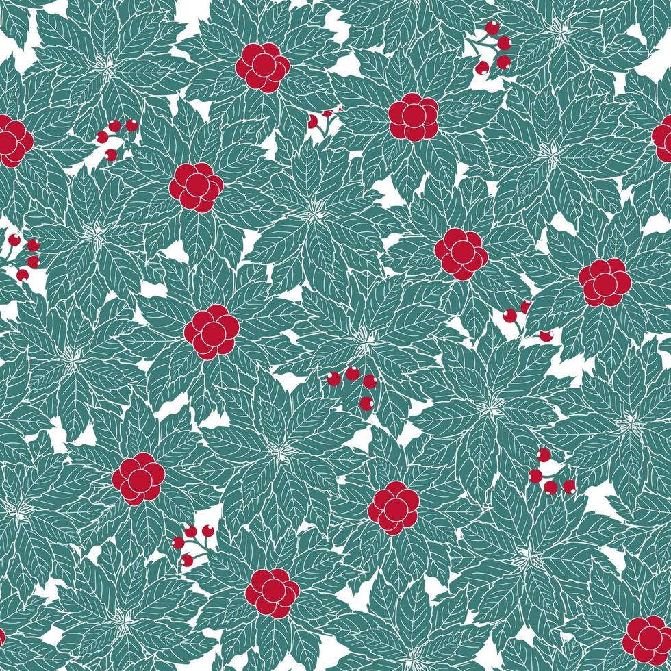 Christmas flowers seamless pattern vector