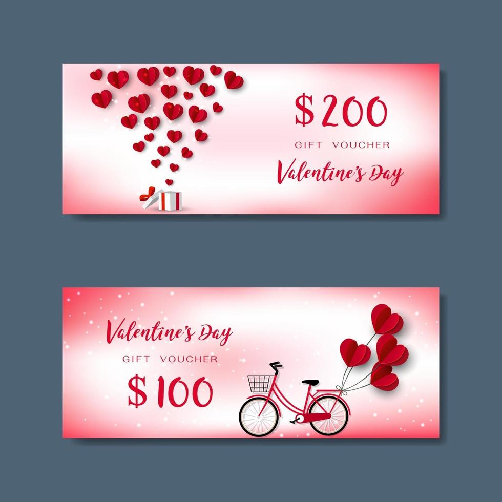 Gift Voucher set for happy Valentine's day vector