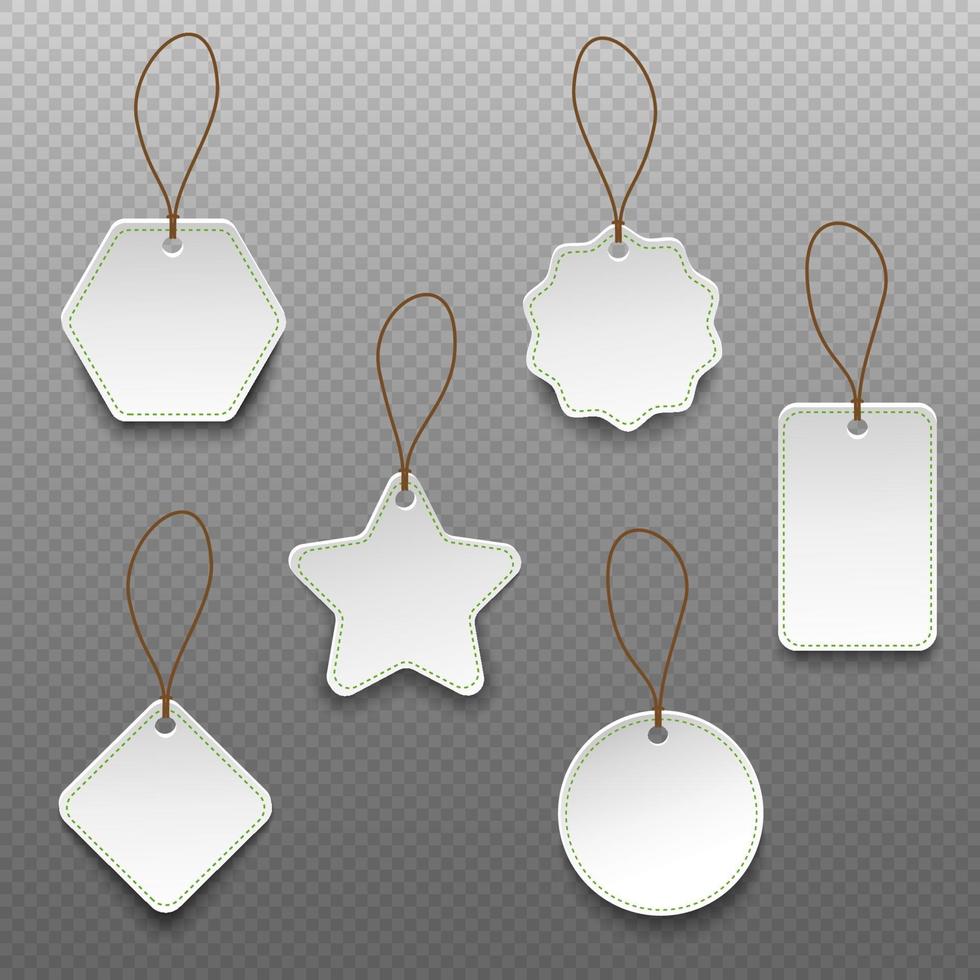 Set of different shape price tags isolated vector