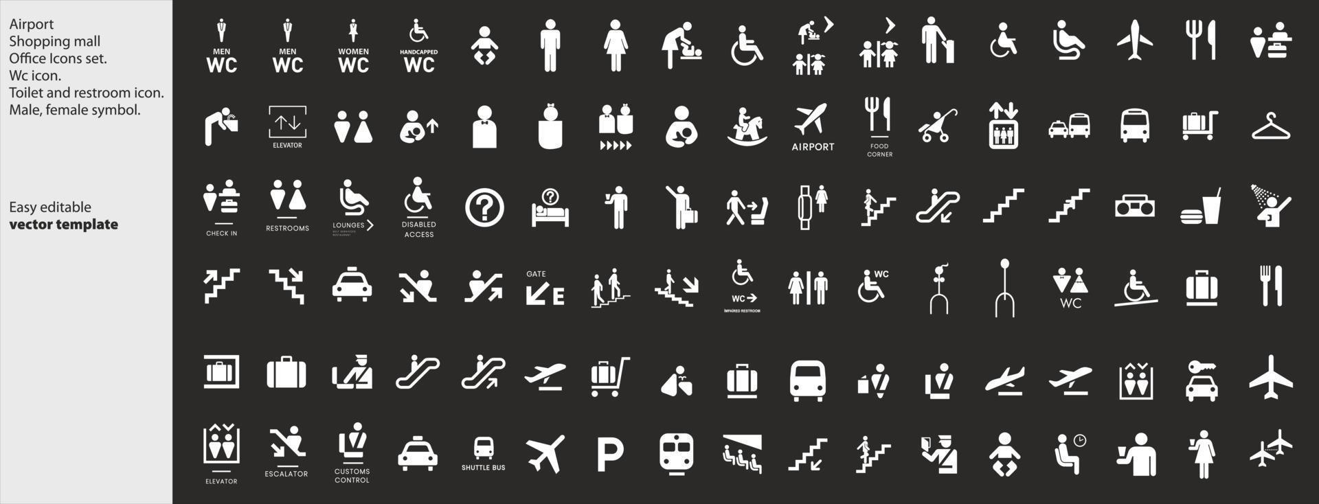 Airport Shopping mall signage concept set vector