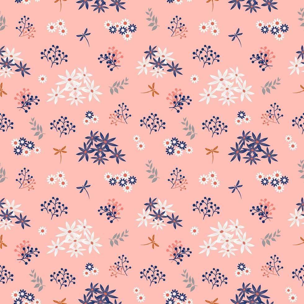 Flowers blooming garden seamless pattern on pastel mood vector
