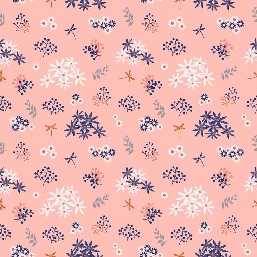 Flowers blooming garden seamless pattern on pastel mood vector