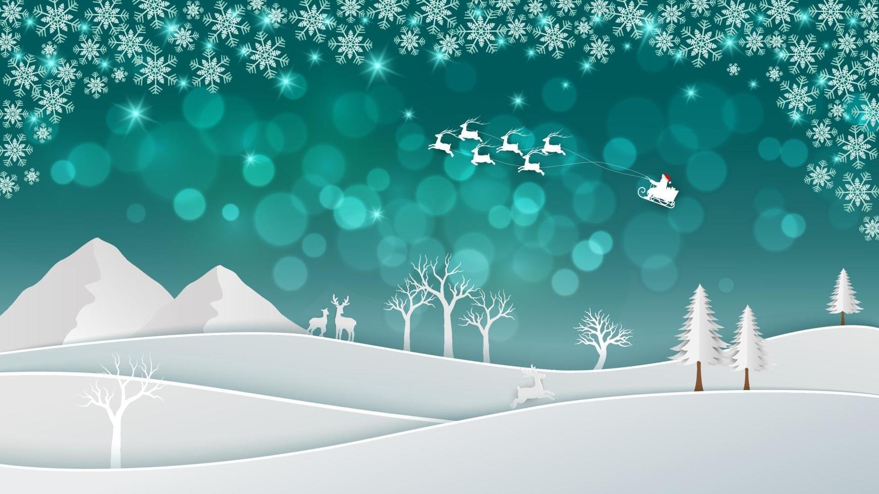 Christmas background with Santa Claus on winter night vector