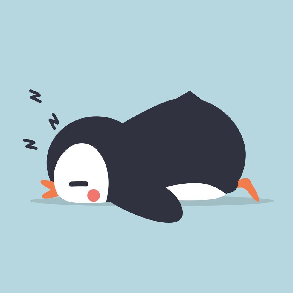 pequeño pingüino ssleep dibujos animados vector