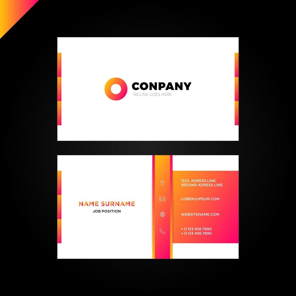 simple orange business card vector