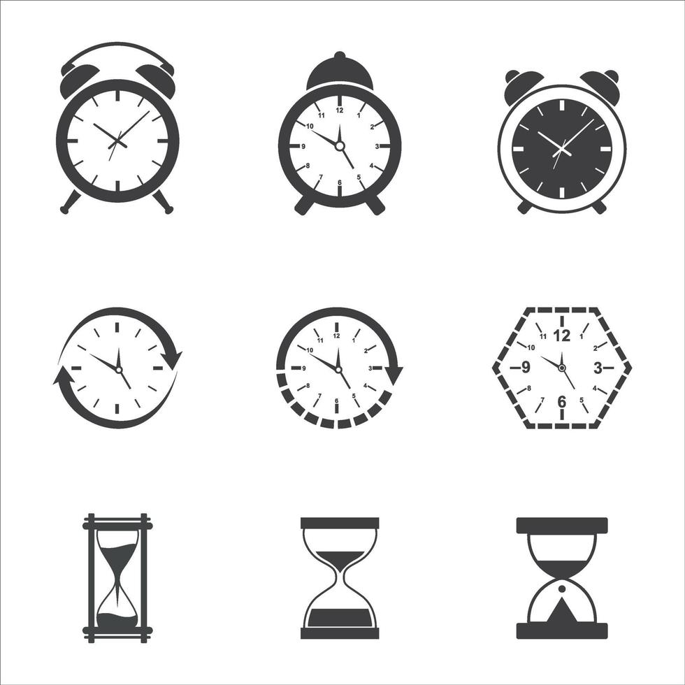 colección de iconos de tiempo y reloj vector