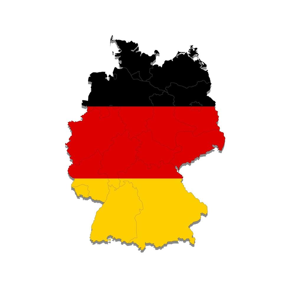 Map of Germany with the boundaries of the cities of the country. Vector illustration