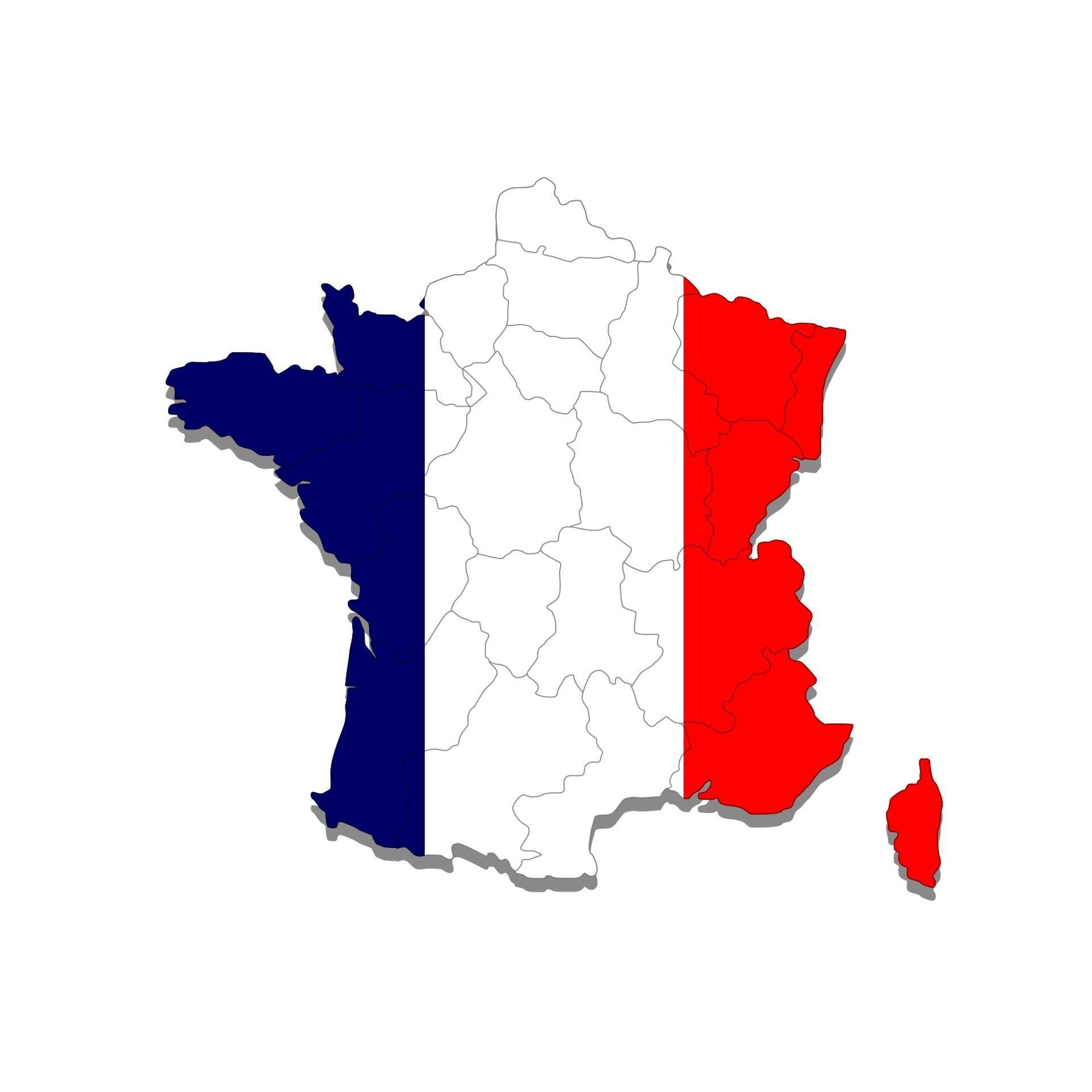 Map of France with the boundaries of the cities of the country. Vector
