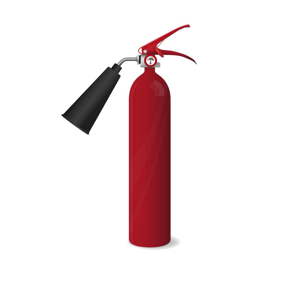 Red Tall Fire Extinguisher in Realistic Style Isolated on White Background vector