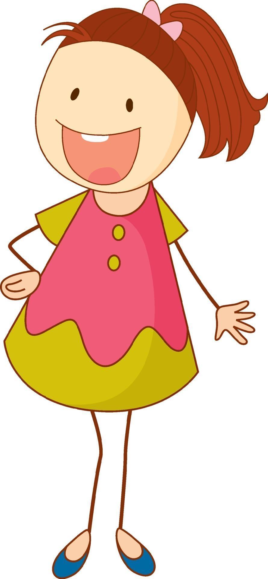 Cute girl cartoon character in hand drawn doodle style isolated 2036238 ...