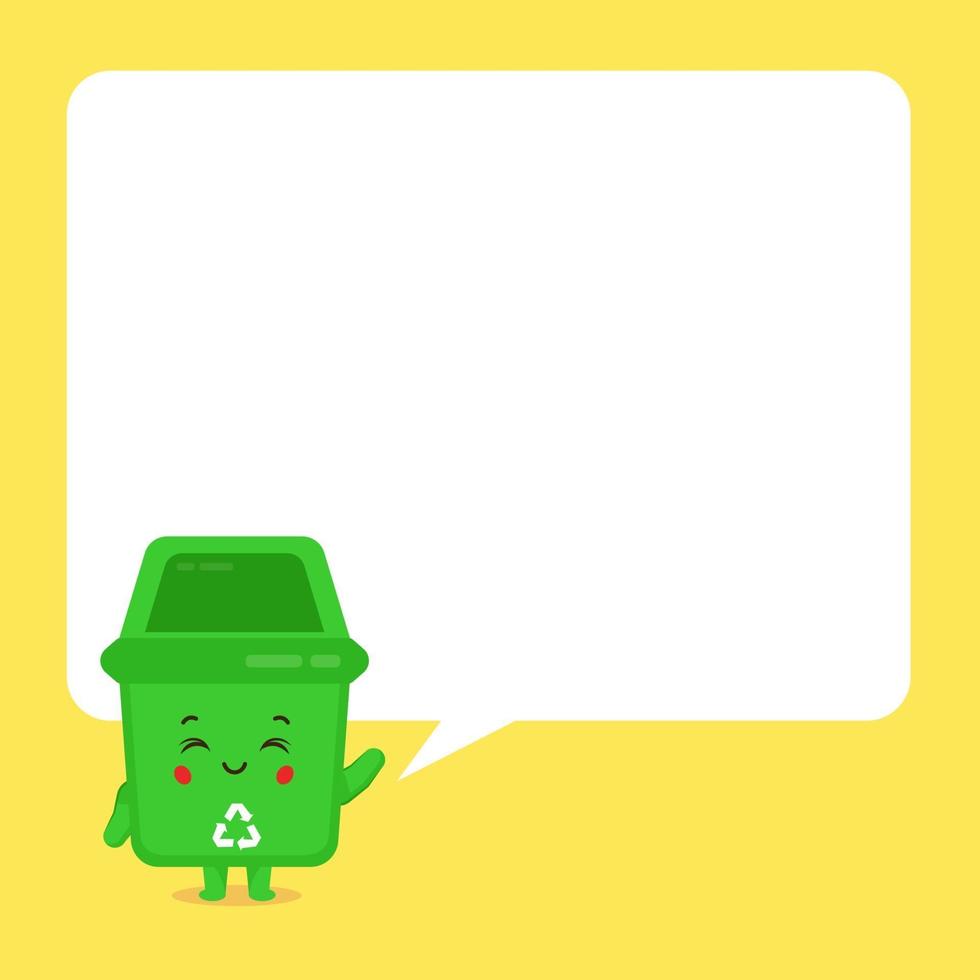 Cute Trash Can with Speech Bubble vector