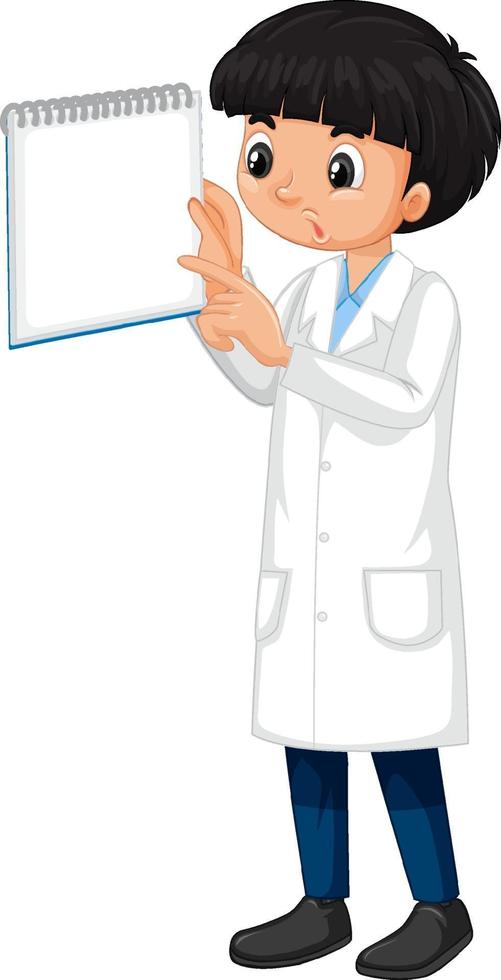 A boy cartoon character wearing laboratory coat vector