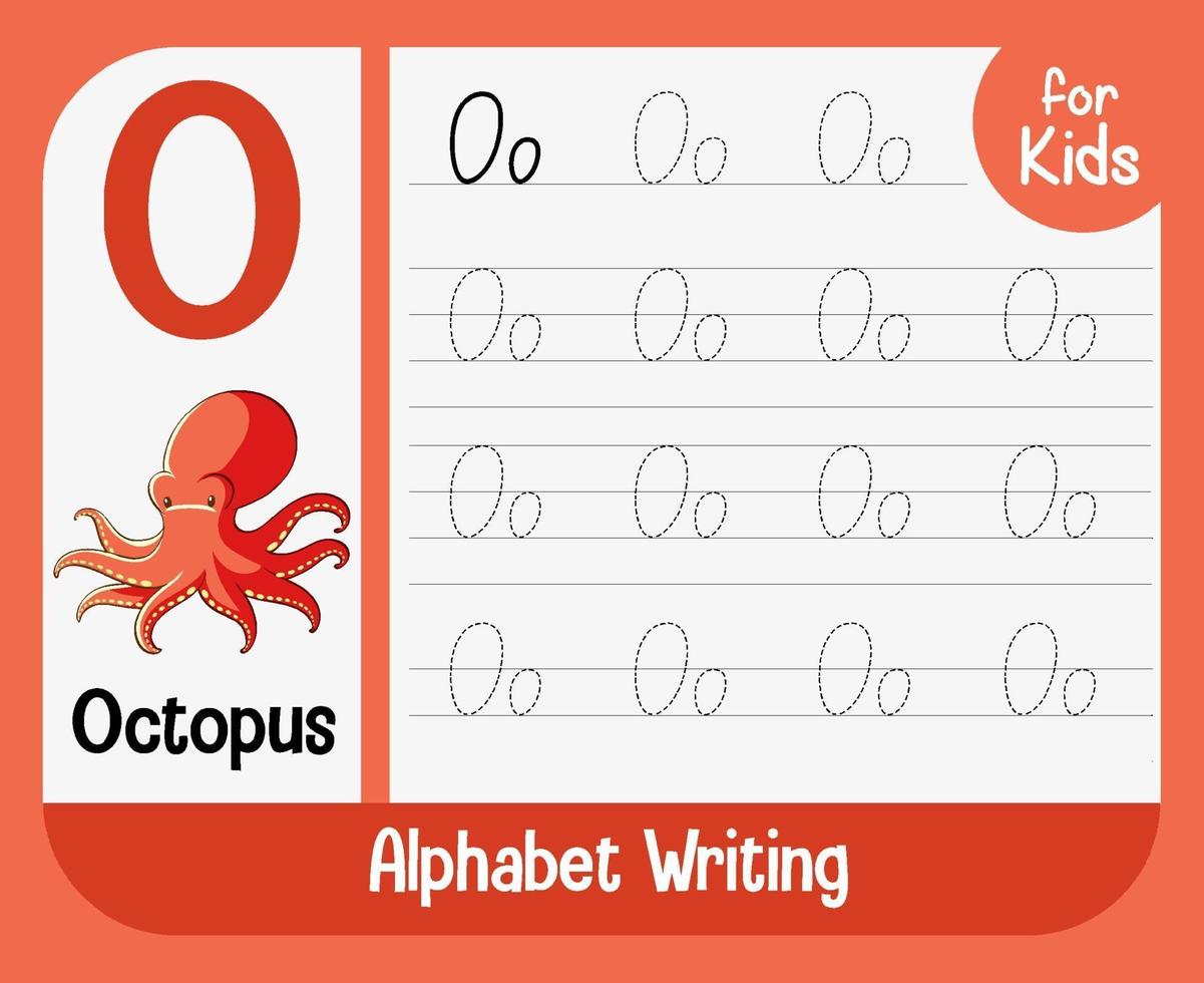 Alphabet tracing worksheet with letter and vocabulary vector