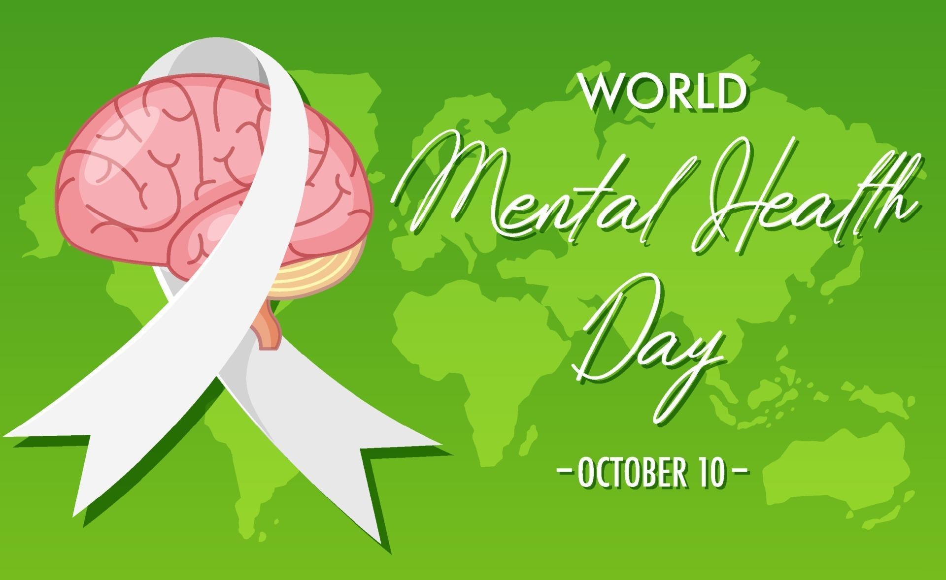 World Mental Health Day banner or logo isolated on white background