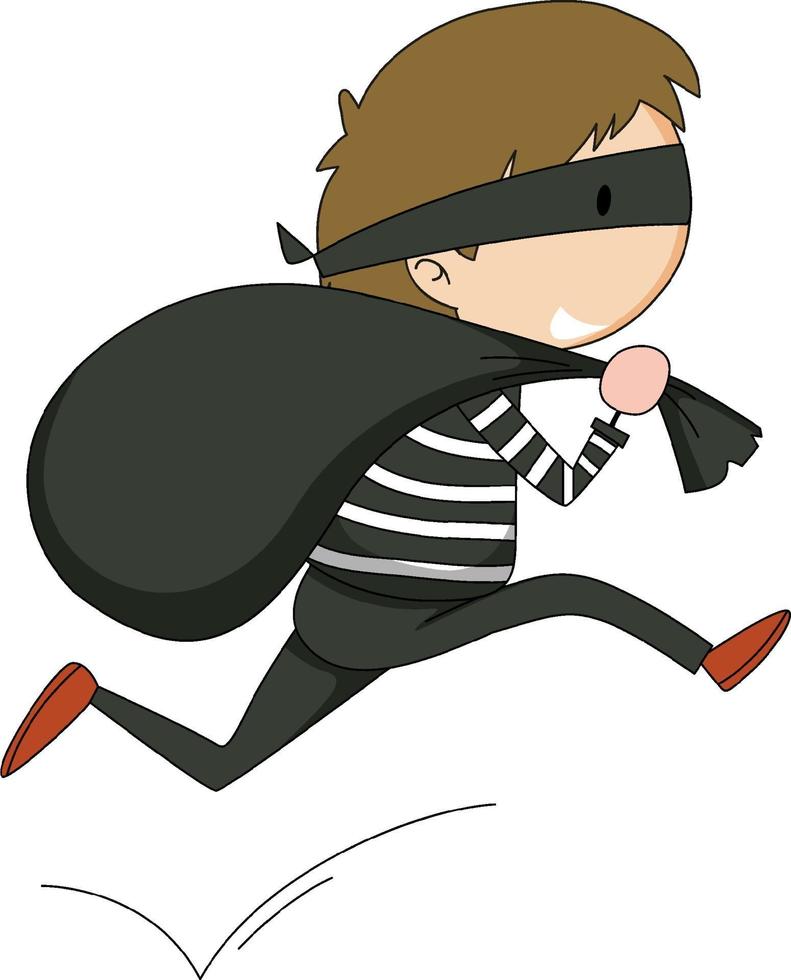 A thief doodle cartoon character isolated vector