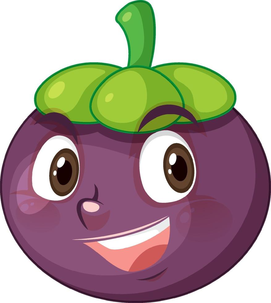 Mangosteen cartoon character with facial expression vector