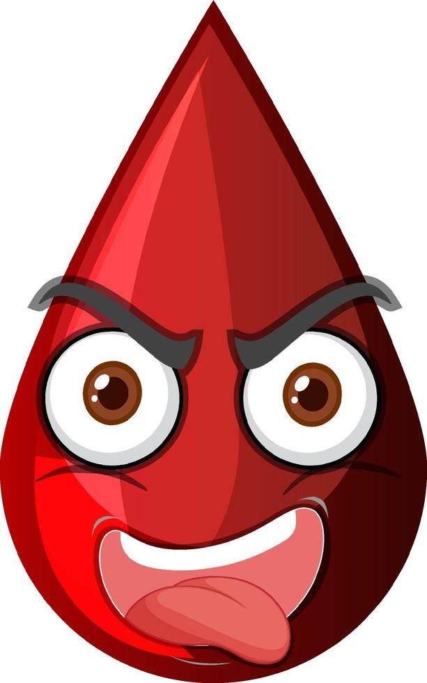 gota de sangre roja con expresión facial vector