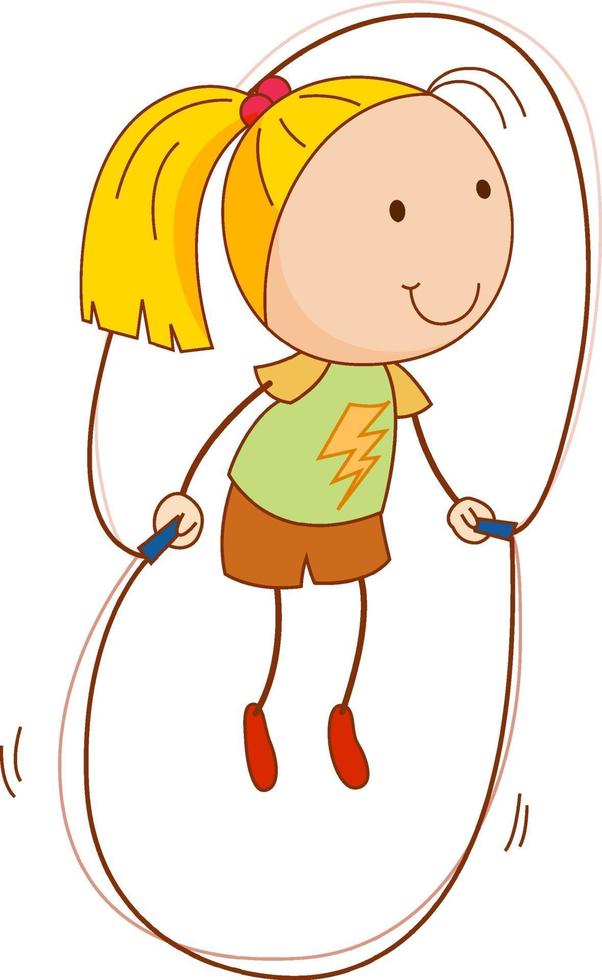 un personaje de dibujos animados de niña en estilo doodle aislado vector