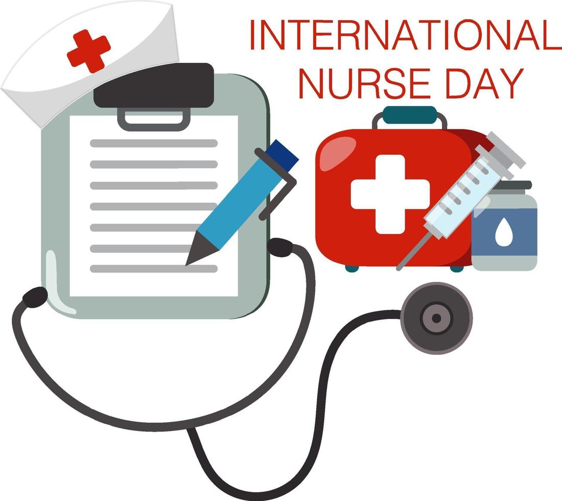 International Nurse Day poster with stethoscope on white background vector