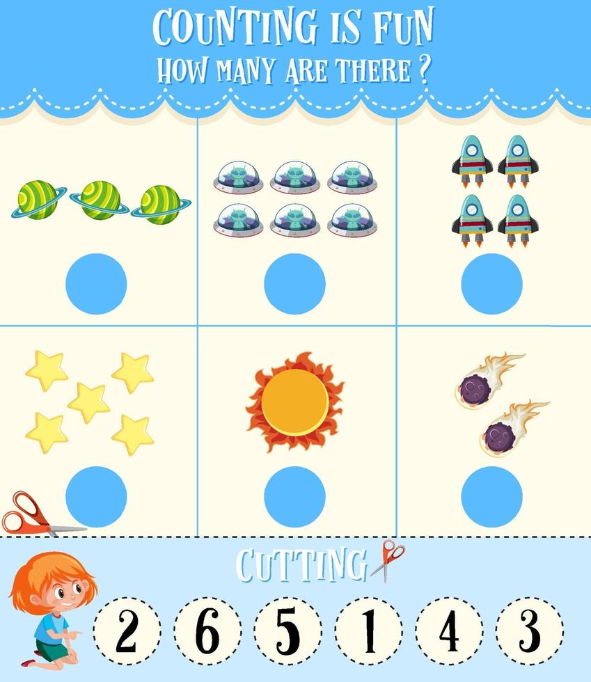 Math count number worksheet vector