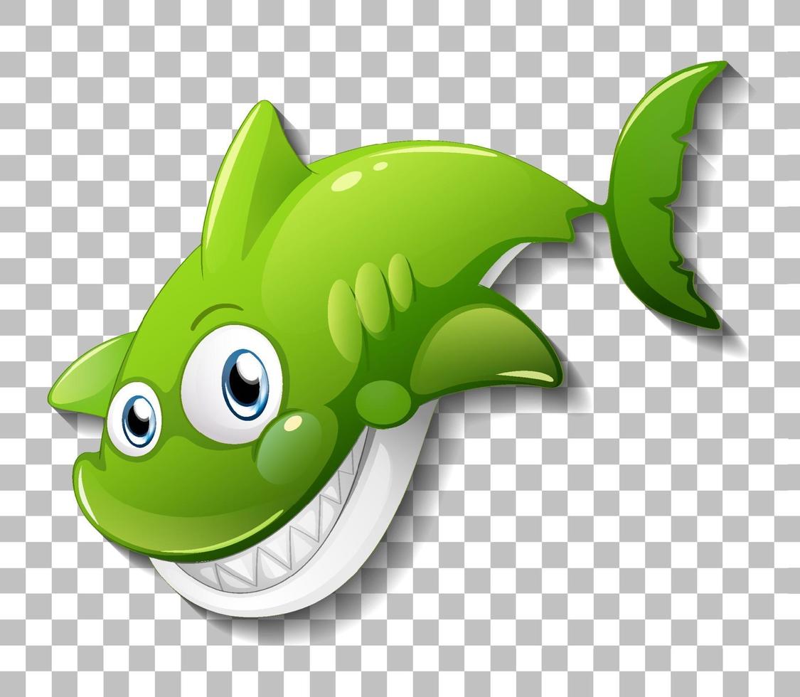 Smiling cute shark cartoon character isolated vector