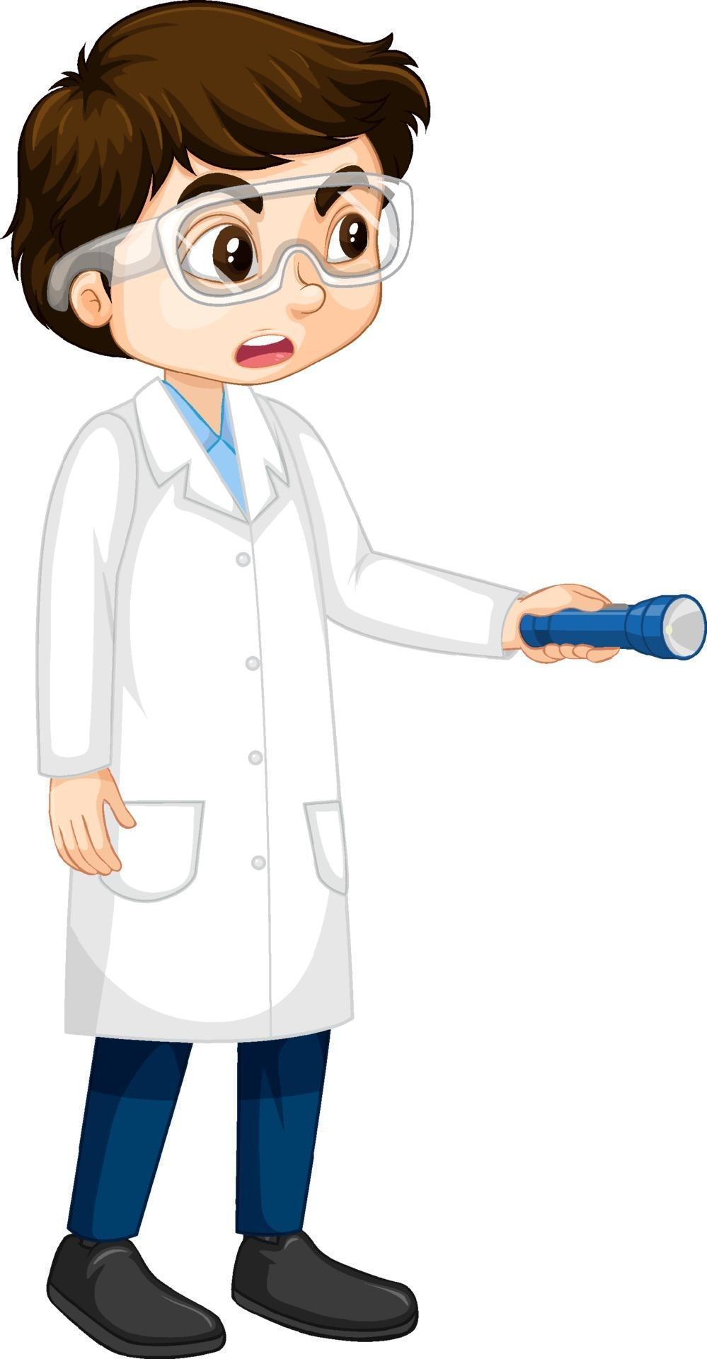 A boy cartoon character wearing laboratory coat 2036530 Vector Art at