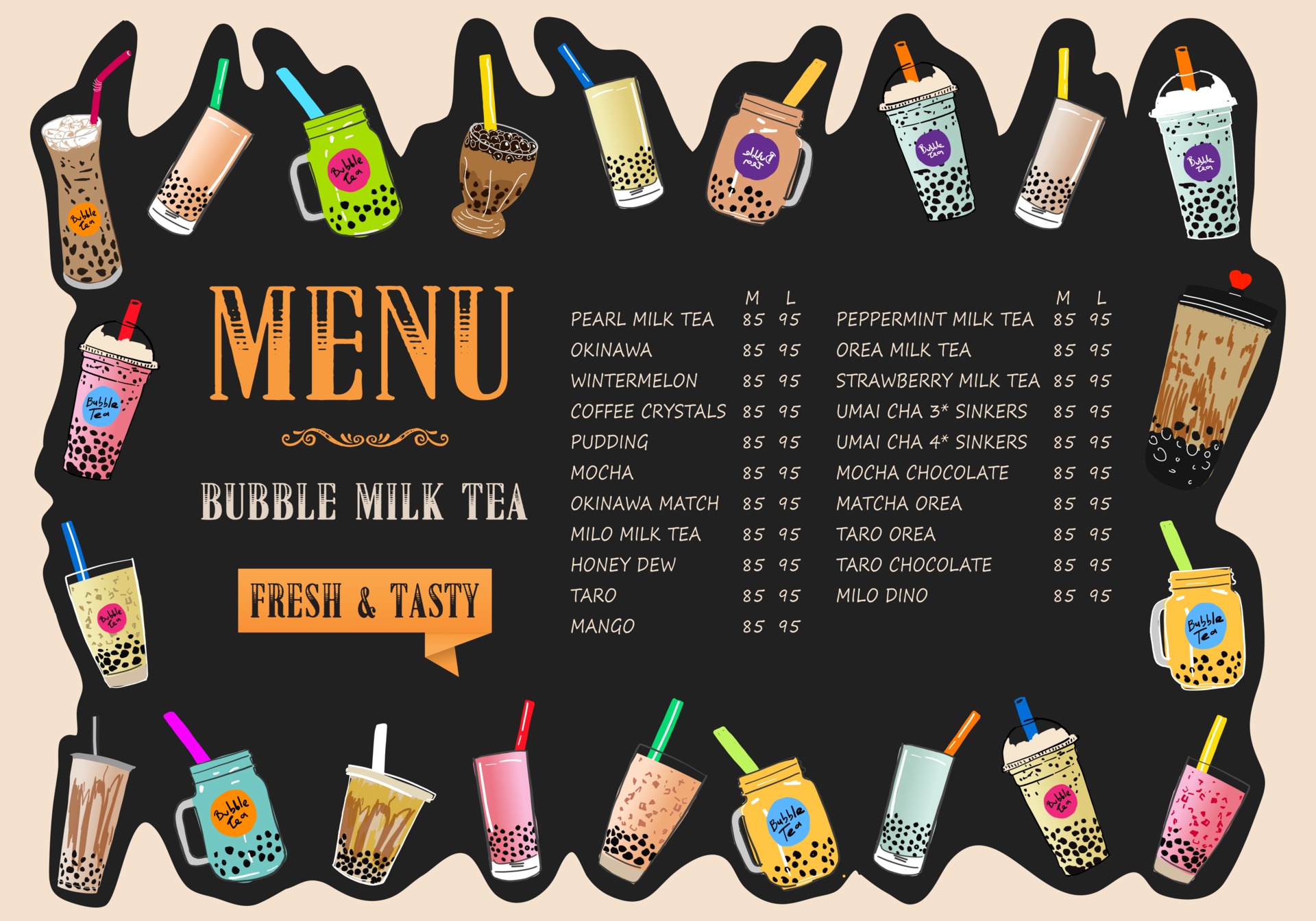 Milk Tea Menu Design