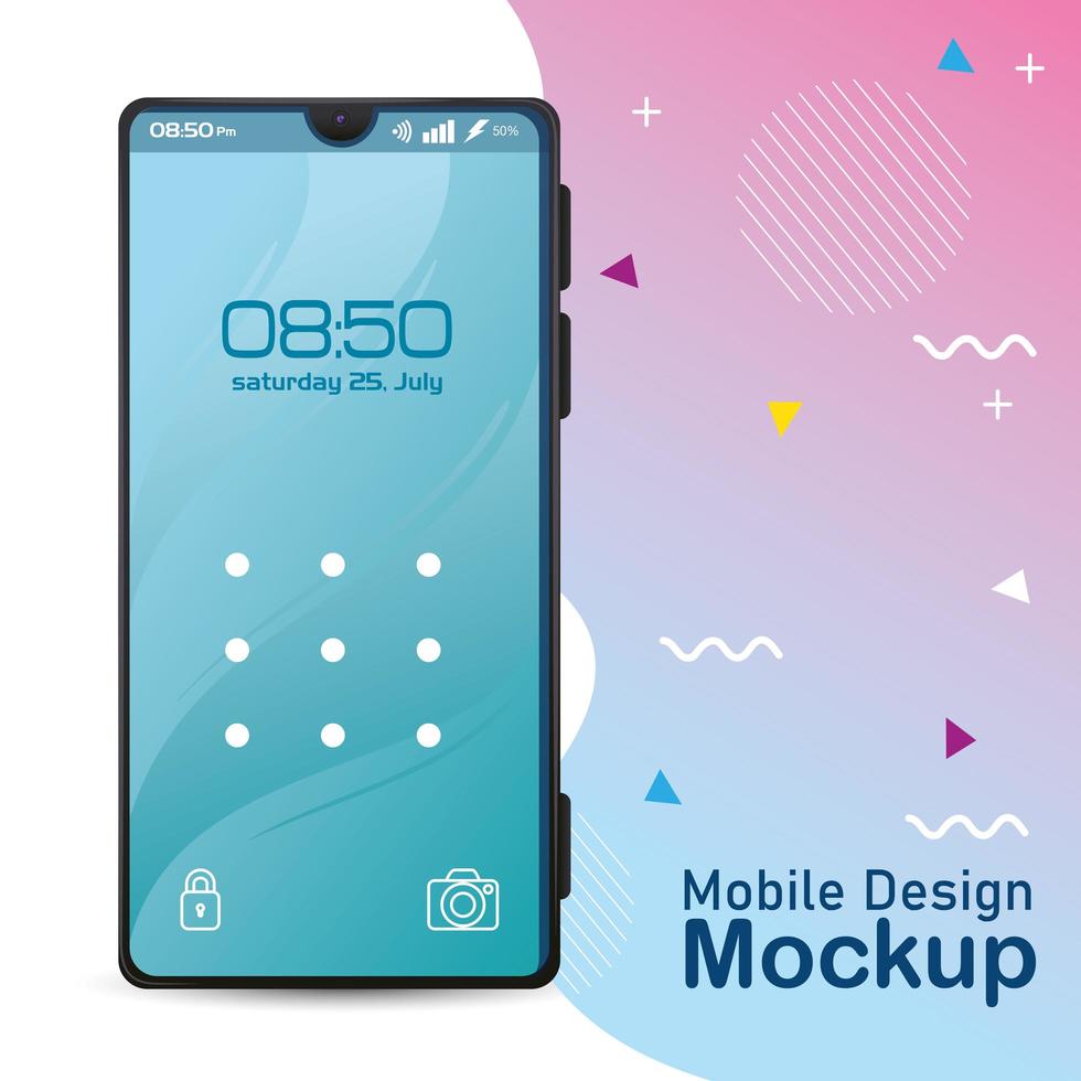 mobile phone design mockup, realistic smartphone poster vector