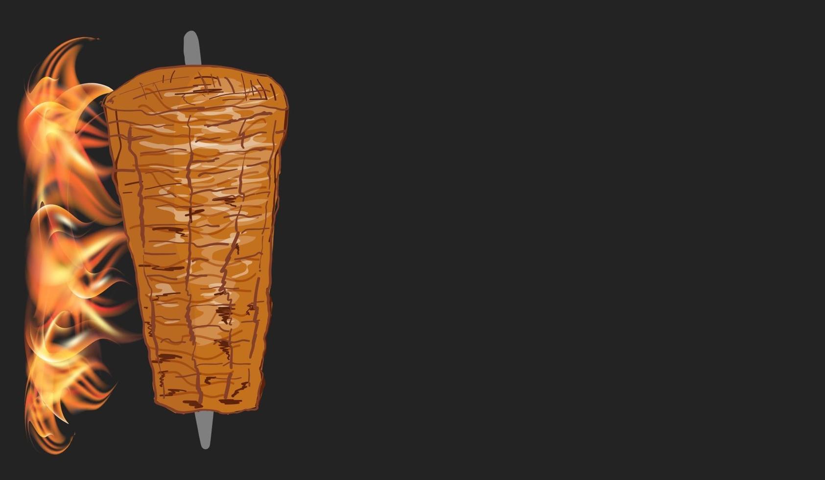 Shawarma cooking and ingredients for kebab. vector