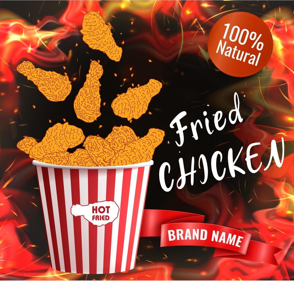 Fried chicken meat. Fast food menu design elements. vector