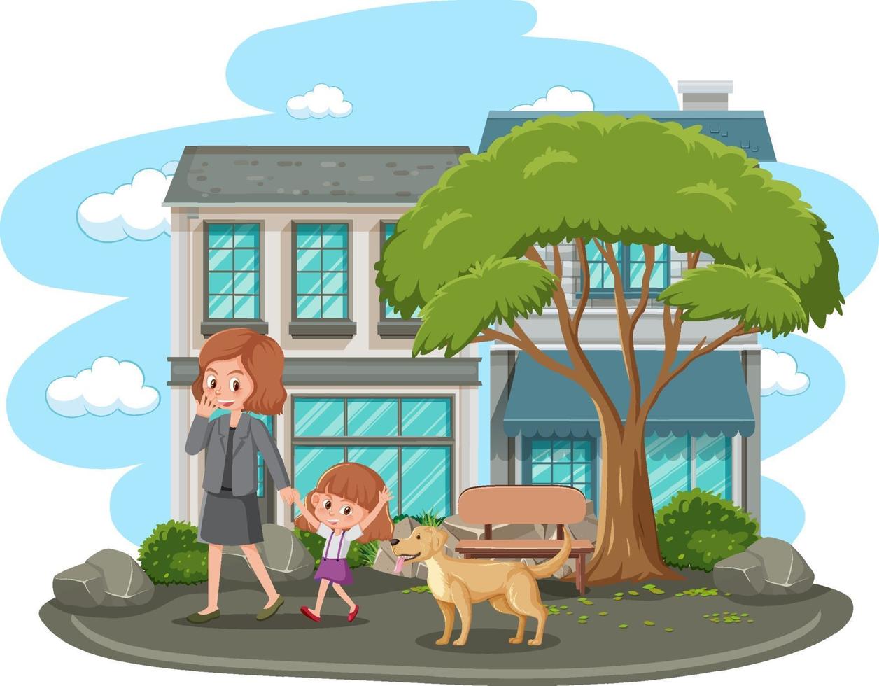 Mother with her daughter in the park isolated vector