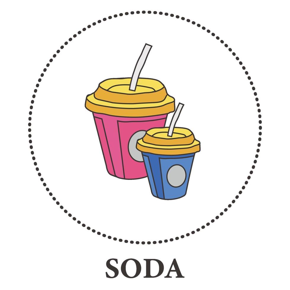 Soda in a cardboard cup icons on a white background - Vector illustration