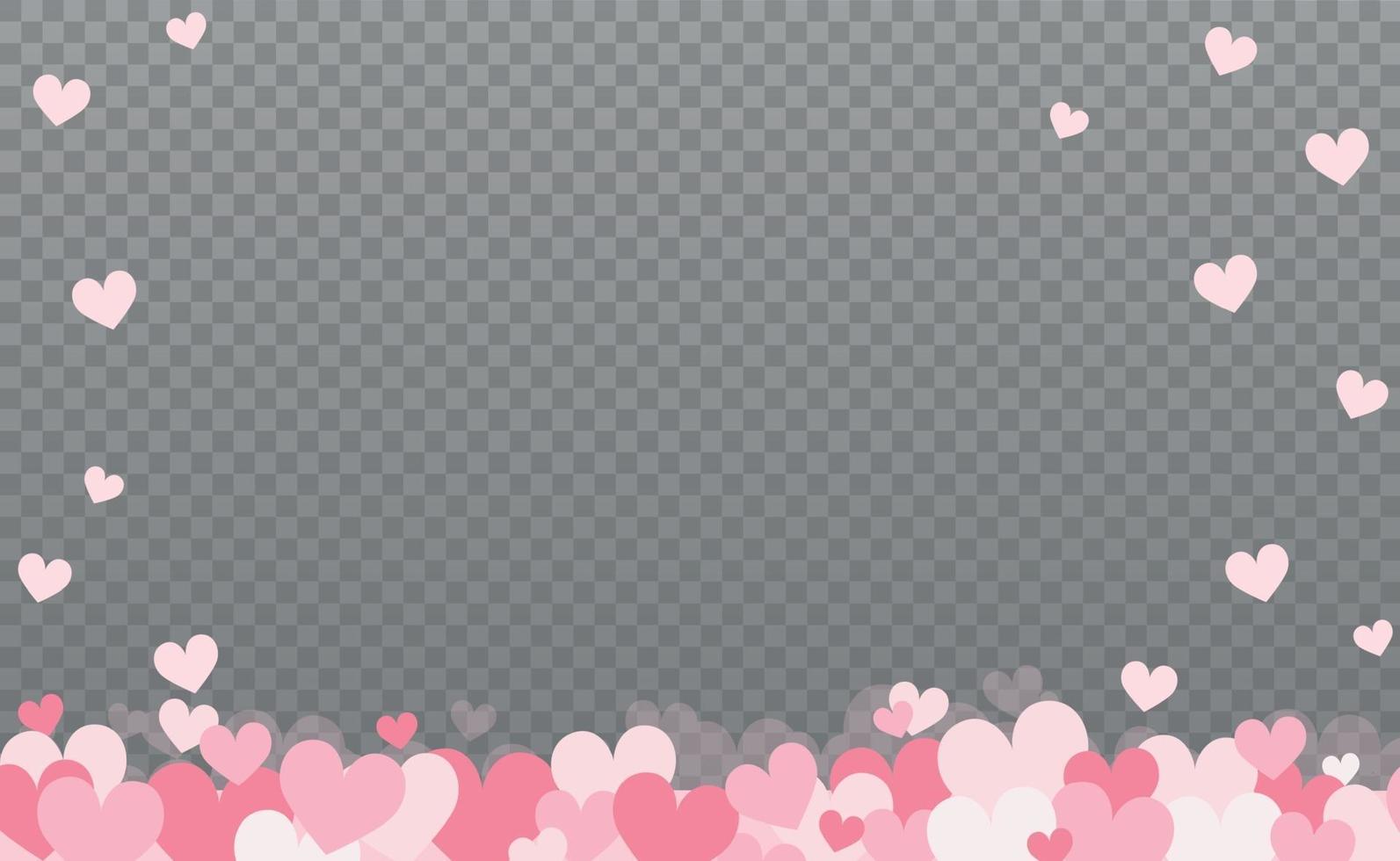 Gently pink-red hearts on a gray checkered background vector