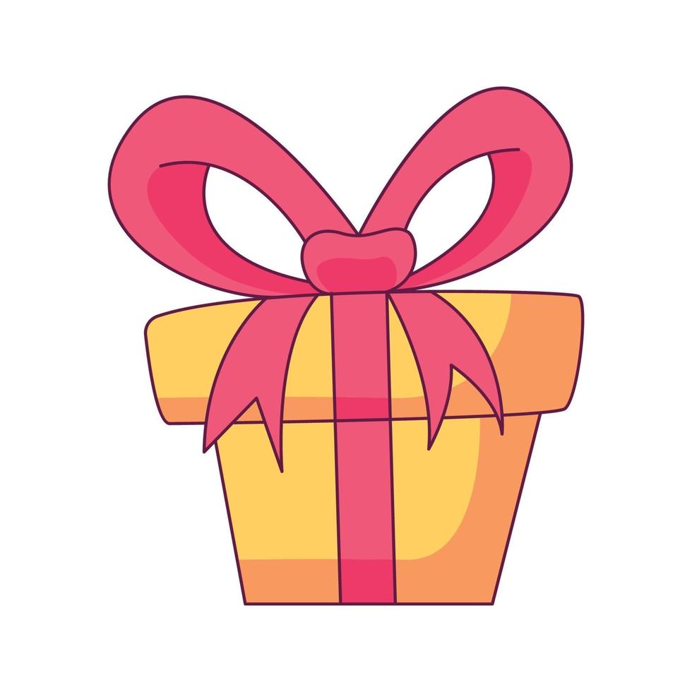 gift box cartoon doodle hand drawn concept vector kawaii illustration