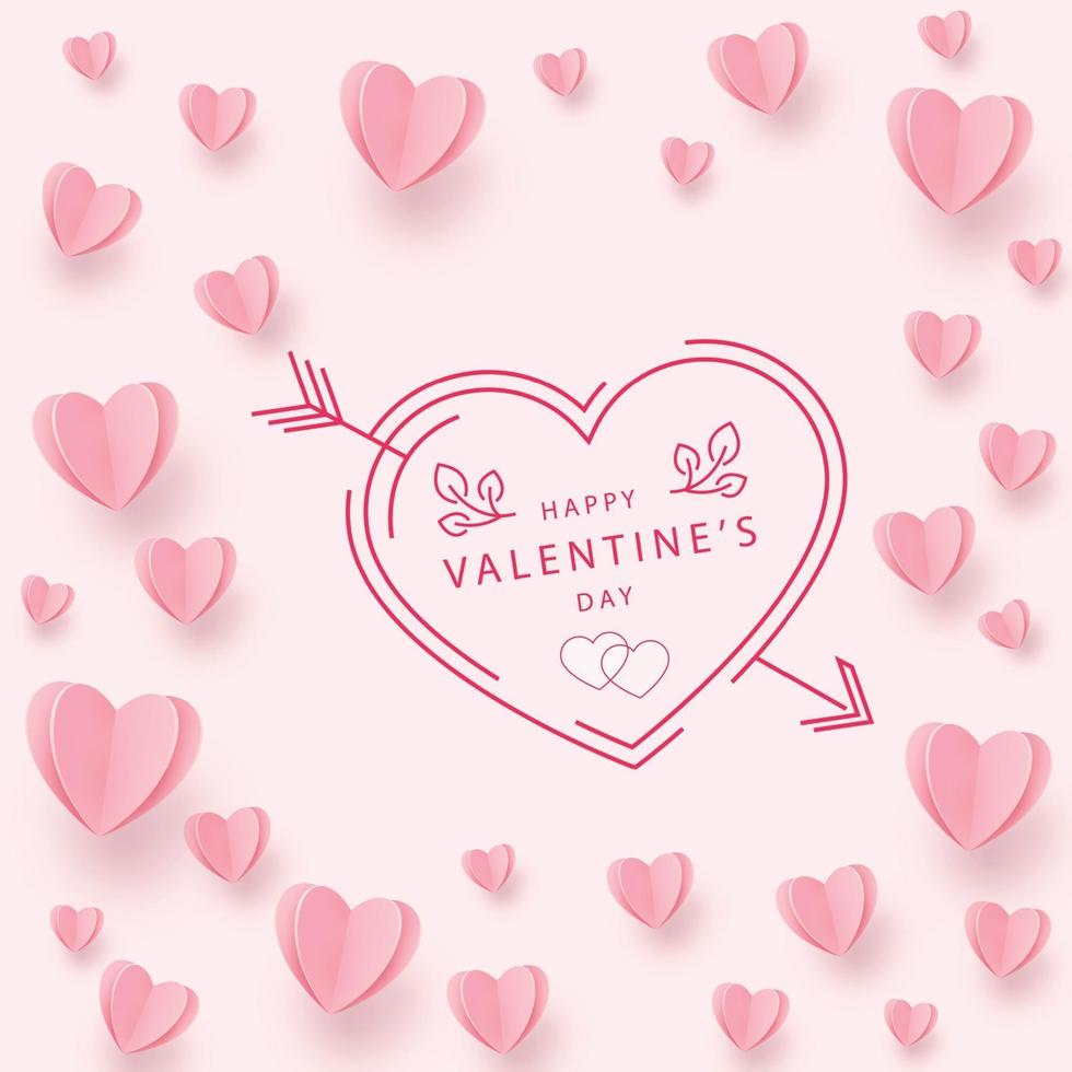 Gentle pink-red hearts on a pink background vector