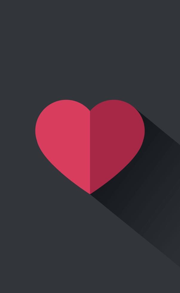 Abstract festive red heart on black and gray background - Vector illustration